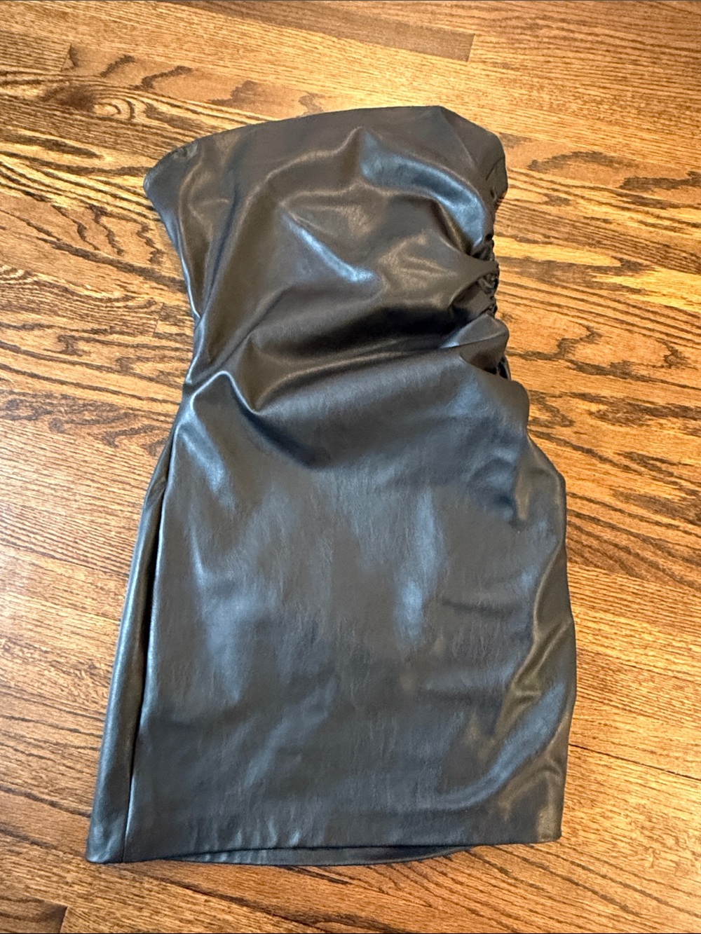 Zara Black Strapless Faux Leather Women’s Dress
